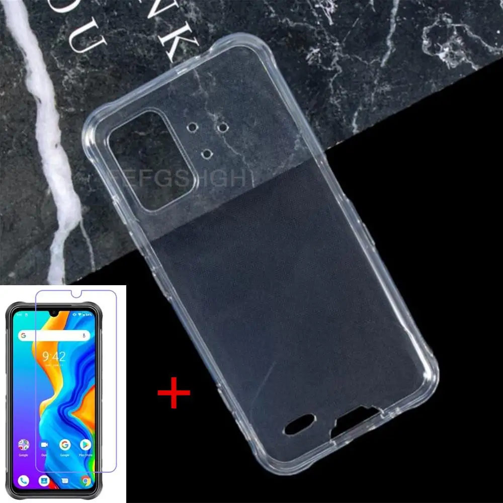Anti-knock Soft TPU Phone Case For UMIDIGI Bison Pro GT 2021 UMI BisonPro Silicone Cover Bumper Tempered Glass