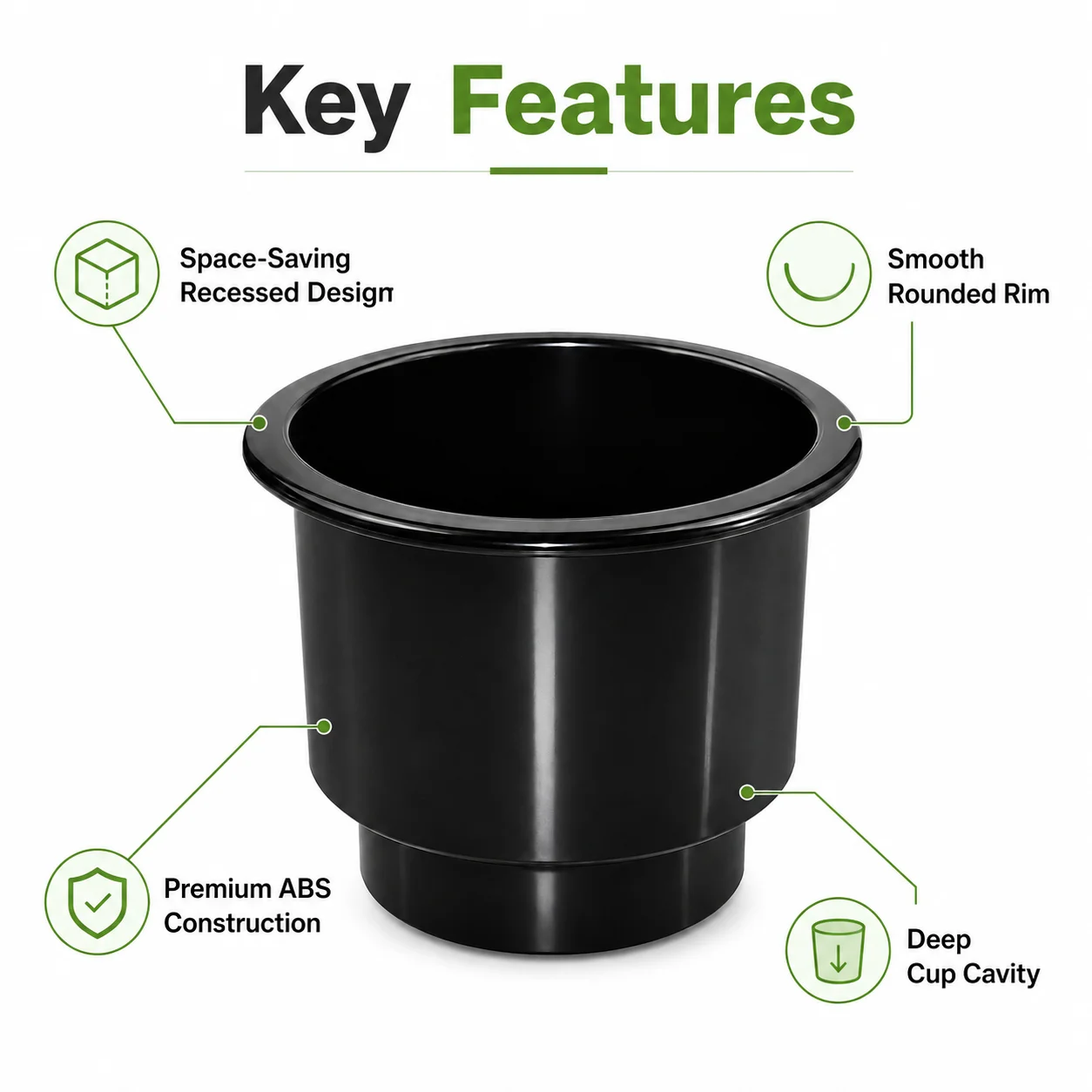 Recessed Cup Drink Holder with Drain Hole, Drop-in Marine Cup Holder Easy Clean for RV Yacht Truck Boat Camper Accessories