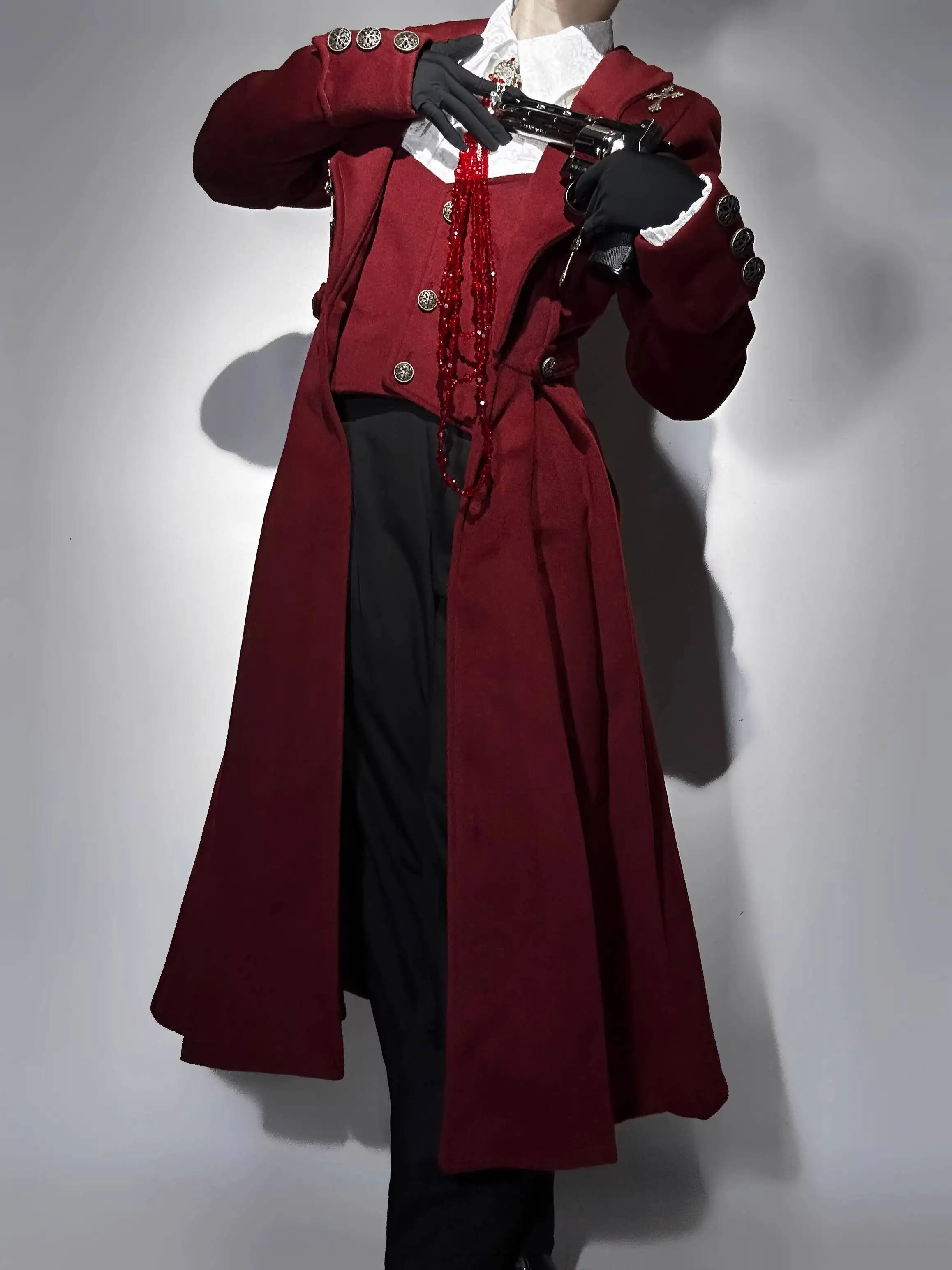 Stage Performance: Prince's Costume Play Costume Lolita Prince Outfit Shirt Long Coat Set Red Suit