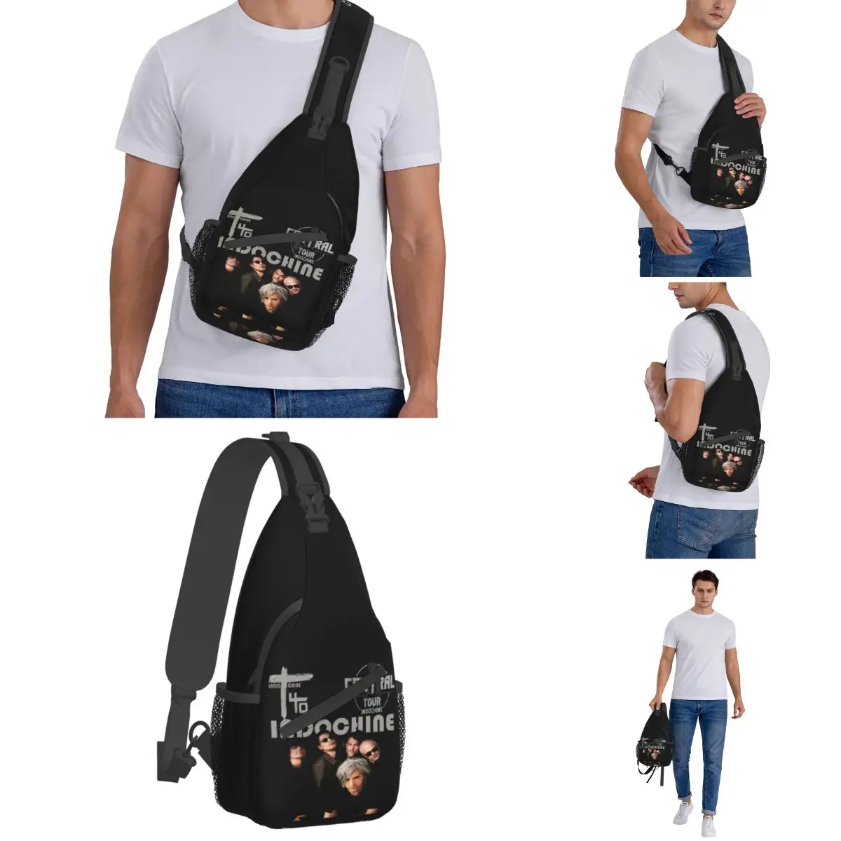 Indo chine Rock Band Schulter taschen Brust Cross body Schulter gurt Rucksack Wandern Reise Tages rucksäcke bedruckte Tasche