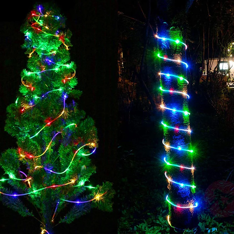 Imagem -03 - Movido a Energia Solar Corda Luzes de Tira à Prova Impermeável Água Tubo Corda Guirlanda Luz Cordas para Jardim Interior ao ar Livre Decoração Natal 32m