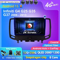 Android 15 Carplay Auto 2K Screen Car Radio BT Multimedia Player For Infiniti G4 G25 G35 G37 2006 - 2013 2 din Autoradio Stereo