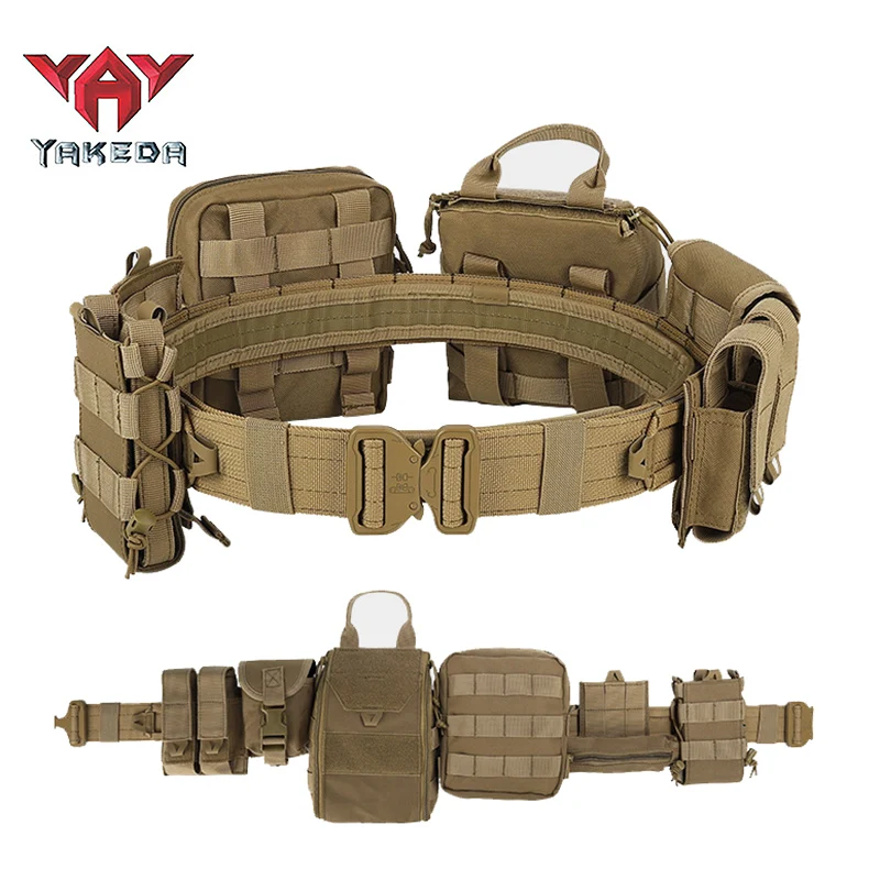 

Yakeda Tactical Belt 8 in 1 Outdoor Black Hunting Tactics Law Enforcement Storage Bag Hiki Duty Security Traffic air gun Belt