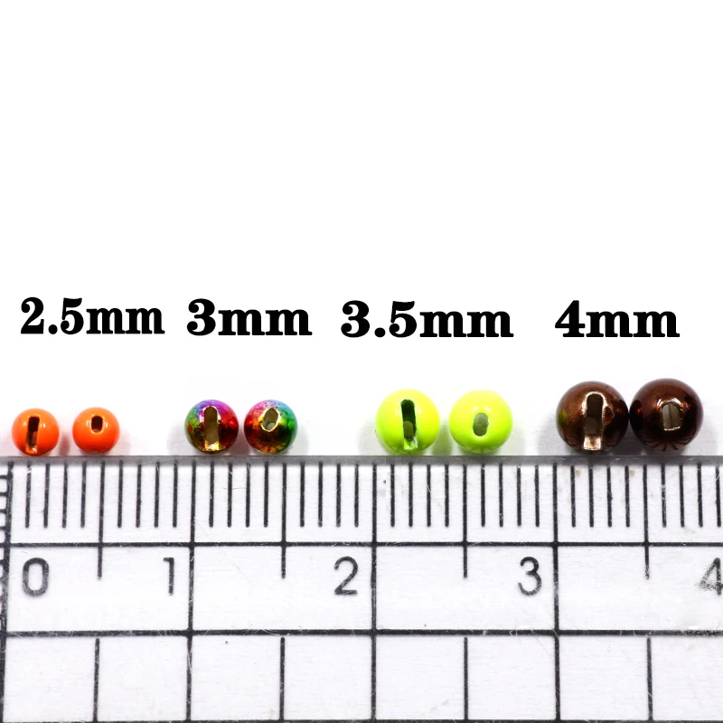 Hot 20pcs/bag colorful slotted tungsten beads 2mm-3mm-4mm sink jig nymphs head bead tying materials for grayling&trout fly tying