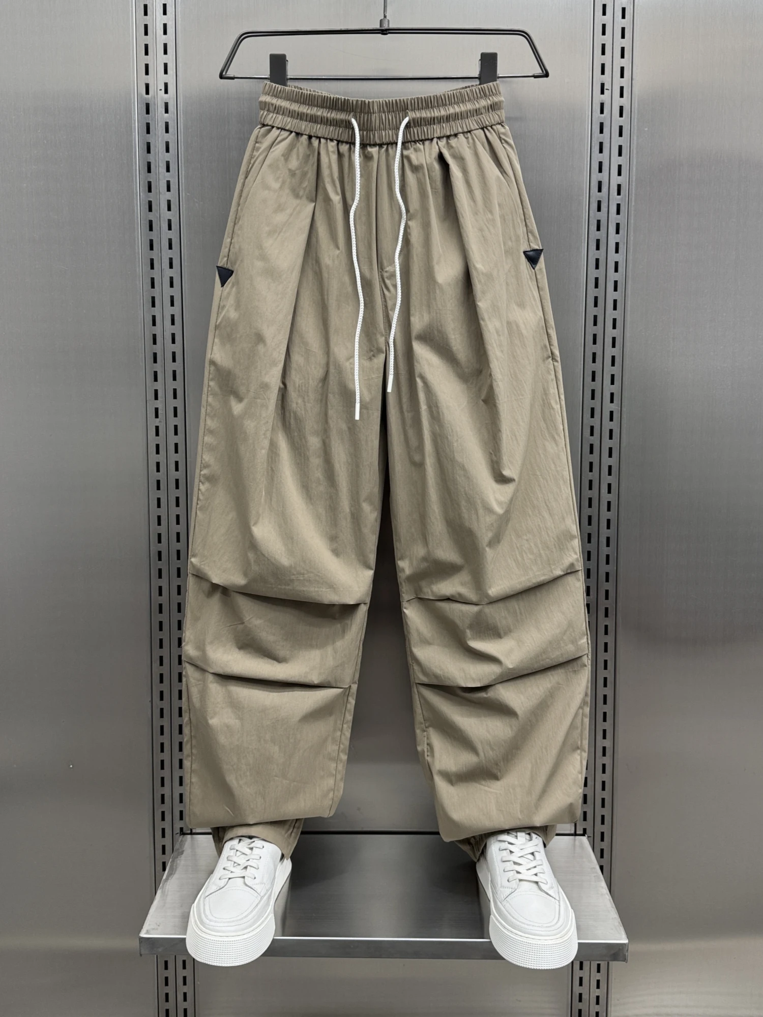 

Летние тонкие уличные брюки Qui Dry с прямыми штанинами, повседневные брюки свободного покроя, мужские модные, со свободной резинкой на талии, не требующие глажки