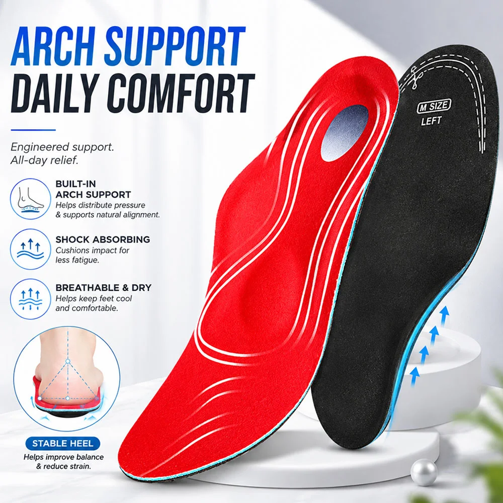1-2 Pairs Orthotic Arch Support Flat Feet Insoles Insert EVA Orthopedic Shoes High Heel Plantar Fasciitis Unisex