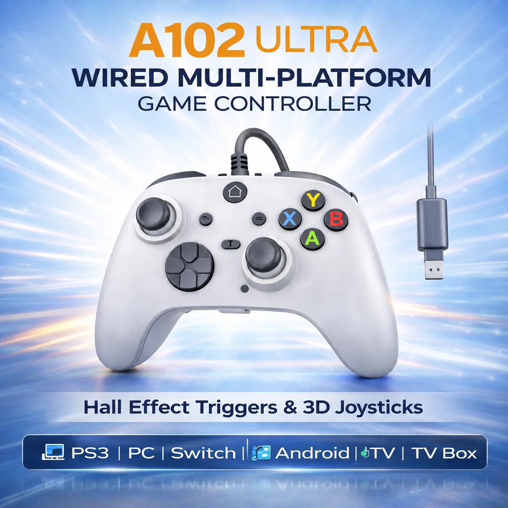 Wired Game Controller for PC PS3 Android TV-BOX with Hall Trigger Dual Vibration Programmable Keys Turbo Button Joypad Gamepad