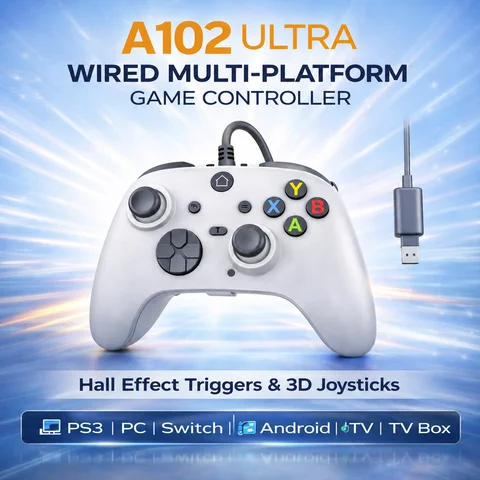 Wired Game Controller for PC PS3 Android TV-BOX with Hall Trigger Dual Vibration Programmable Keys Turbo Button Joypad Gamepad