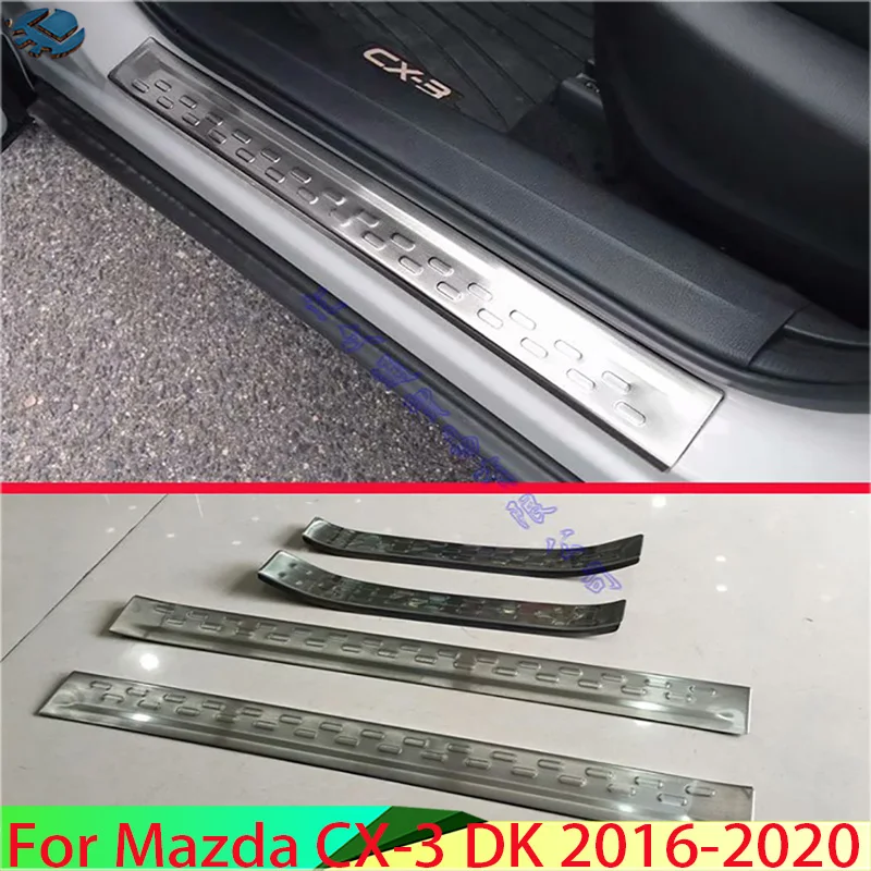 

For Mazda CX-3 DK 2016-2020 Car Accessories Stainless Steel Inner Ouside Door Sill Panel Scuff Plate Kick Step Trim Protector