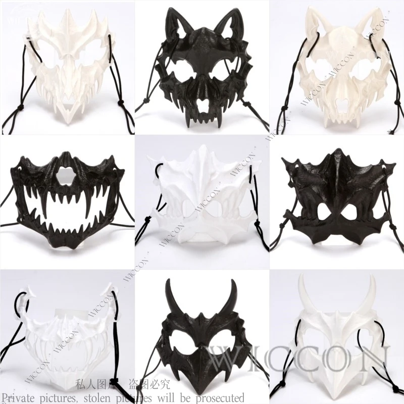 Halloween Party Cosplay Mask Dragon God Tiger Yaksha Tengu Skeleton Prop Mask Mythic Mask Cosplay Comic-Con Headwear Unisex