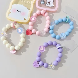 Mobile Phone Lanyard Colorful Macaron Round Bead Phone Anti-lost Lanyard Key Short Wrist Pendant Pendant Women's Hand-held Chain