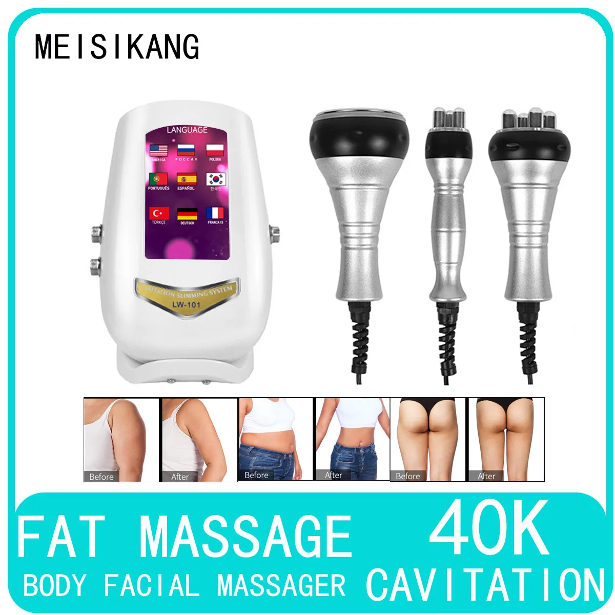 

MEISIKANG Cavitation Ultrasonic RF Tighten 3 In 1 40K Body Massage Slimming Weight Loss Beauty Machine