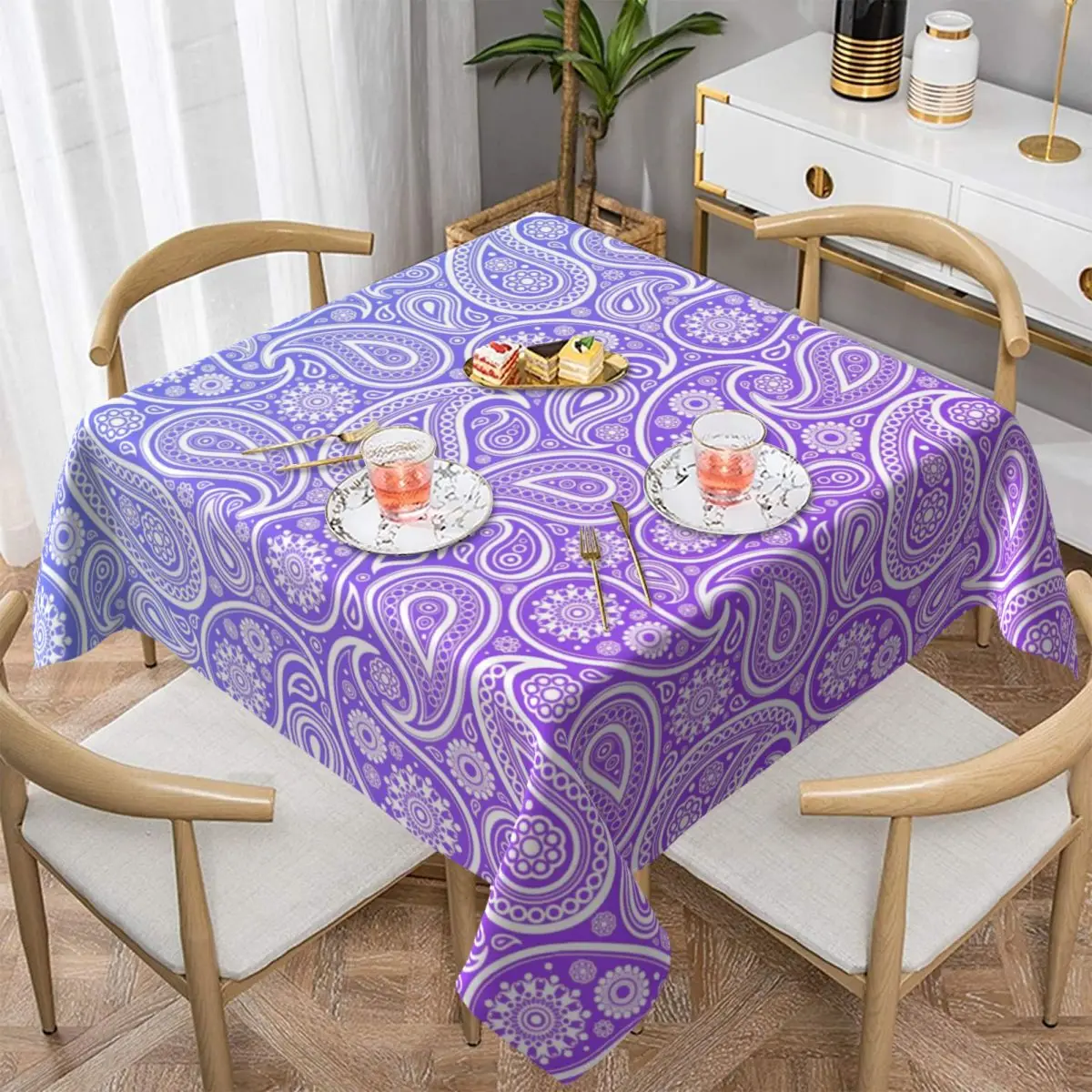 

Vintage Paisley Tablecloth Purple Ombre Protector Table Cover Fashion Graphic Table Cloth Decoration For Living Room Dining