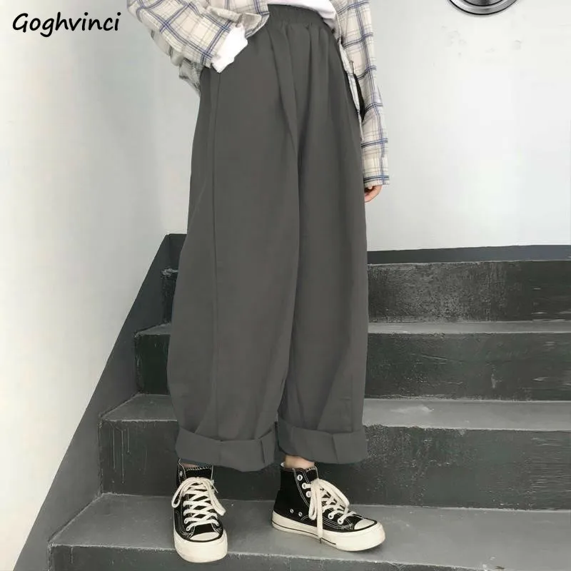 

Casual Pants Women Solid Simple Loose Chic Wide Leg Trousers Females Harajuku Streetwear Ulzzang New Pantalones De Mujer Unisex