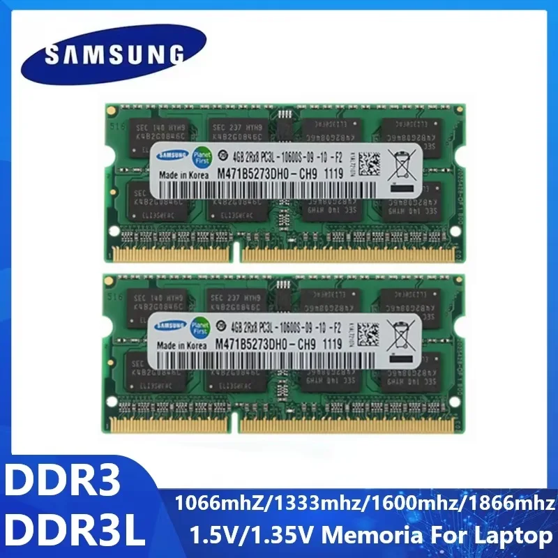 SAMSUNG Memory DDR3 DDR3L Laptop Ram SODIMM Memoria 2GB 4GB 8GB 1066 1600MHz 1866MHz High Performance Notebook Memoria 1.35/1.5V