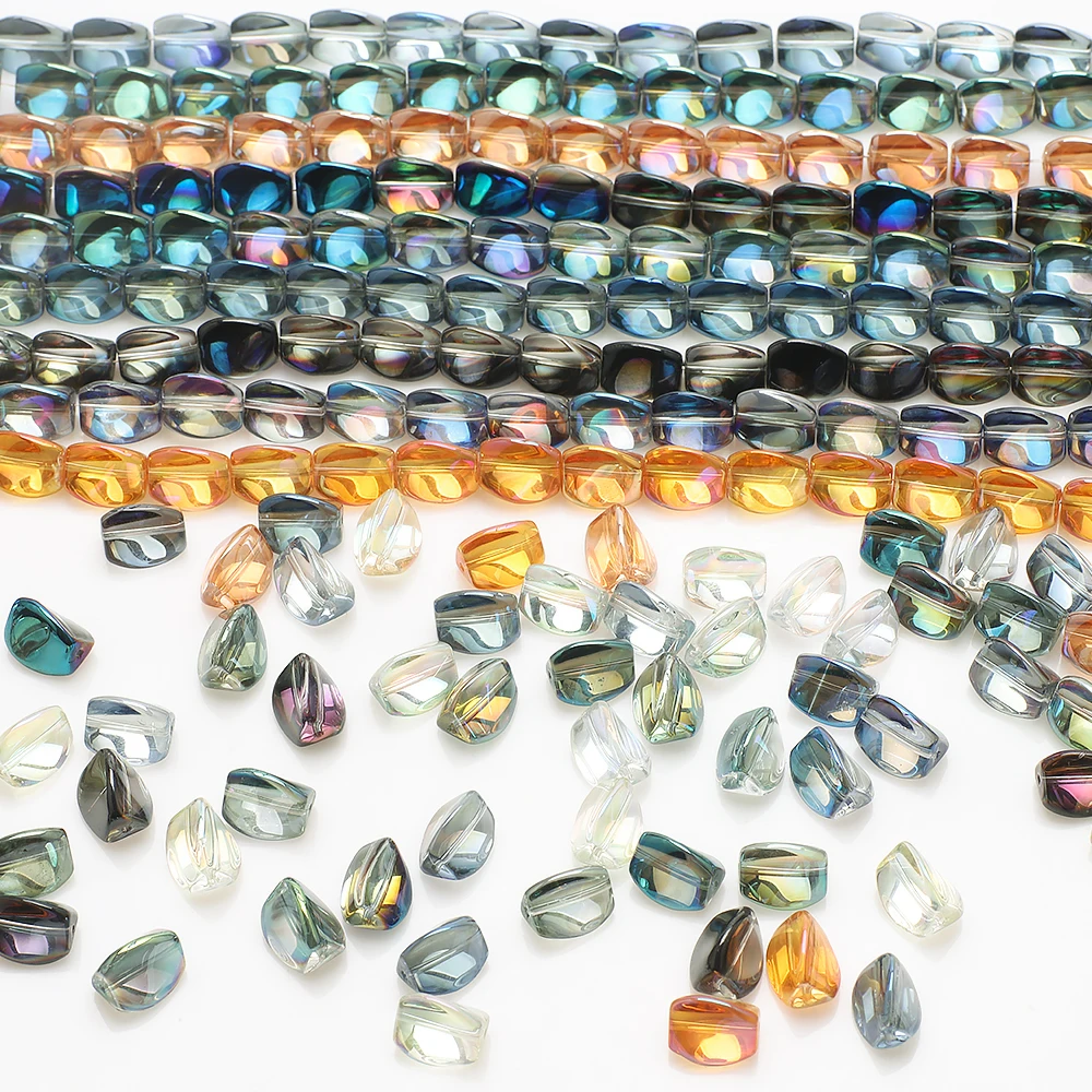 20 Pcs 10x12mm Crystal Glass Loose Beads Crafts Irregular Twist Shape For DIY Making Jewelry Handmade Charm Earing Accessries