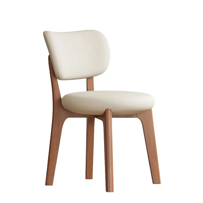 Cream style solid wood dining chair, simple modern dining table and chairs