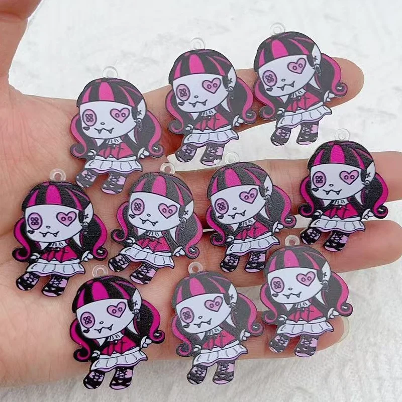 

10pcs acrylic horror doll pendant, DIY jewelry making earrings necklace keychain accessories