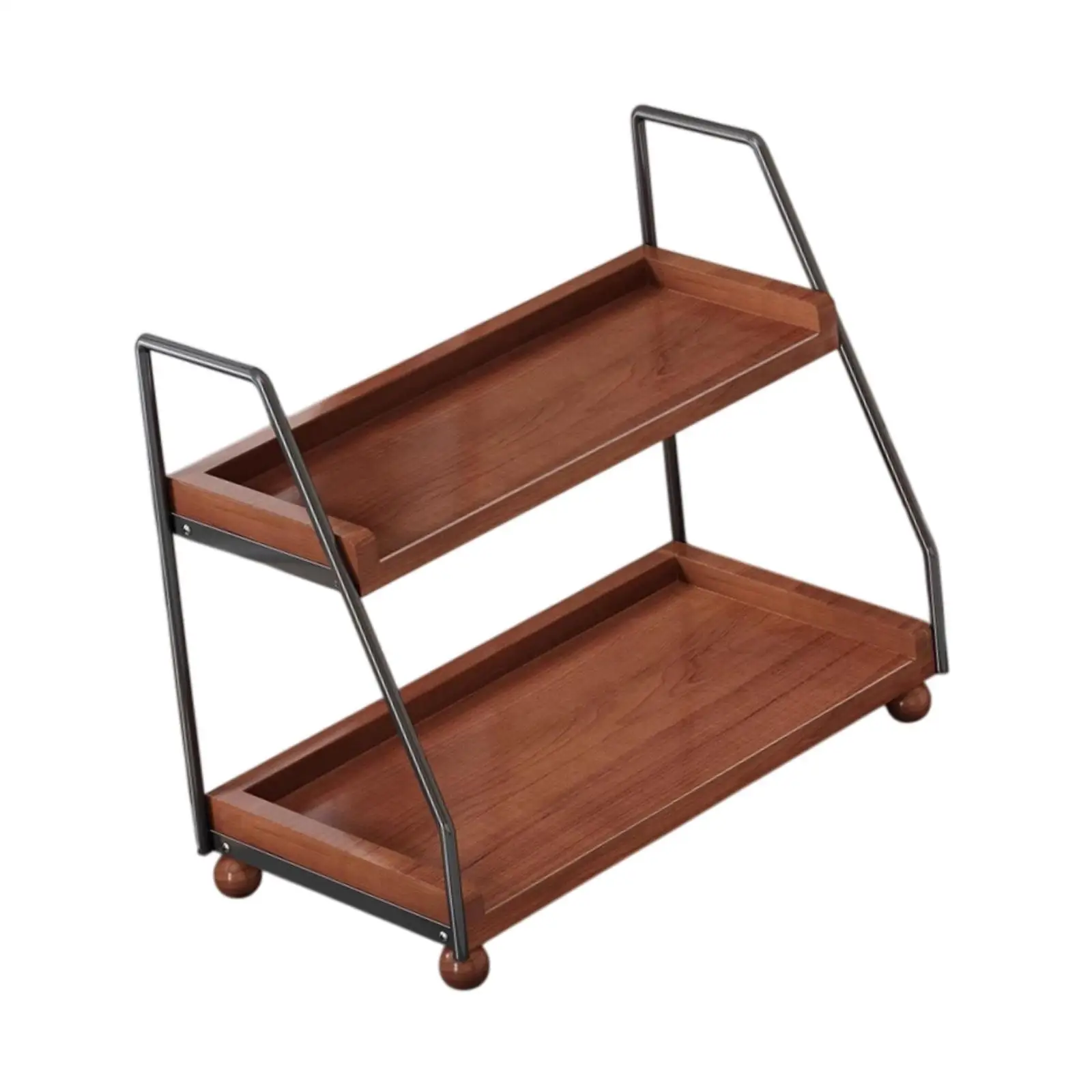 2 Tier Cup Riser Stand Storage Rack Decorative Creative Rustic Retro Design Display Shelf for Figurines Jars Office Tea Room