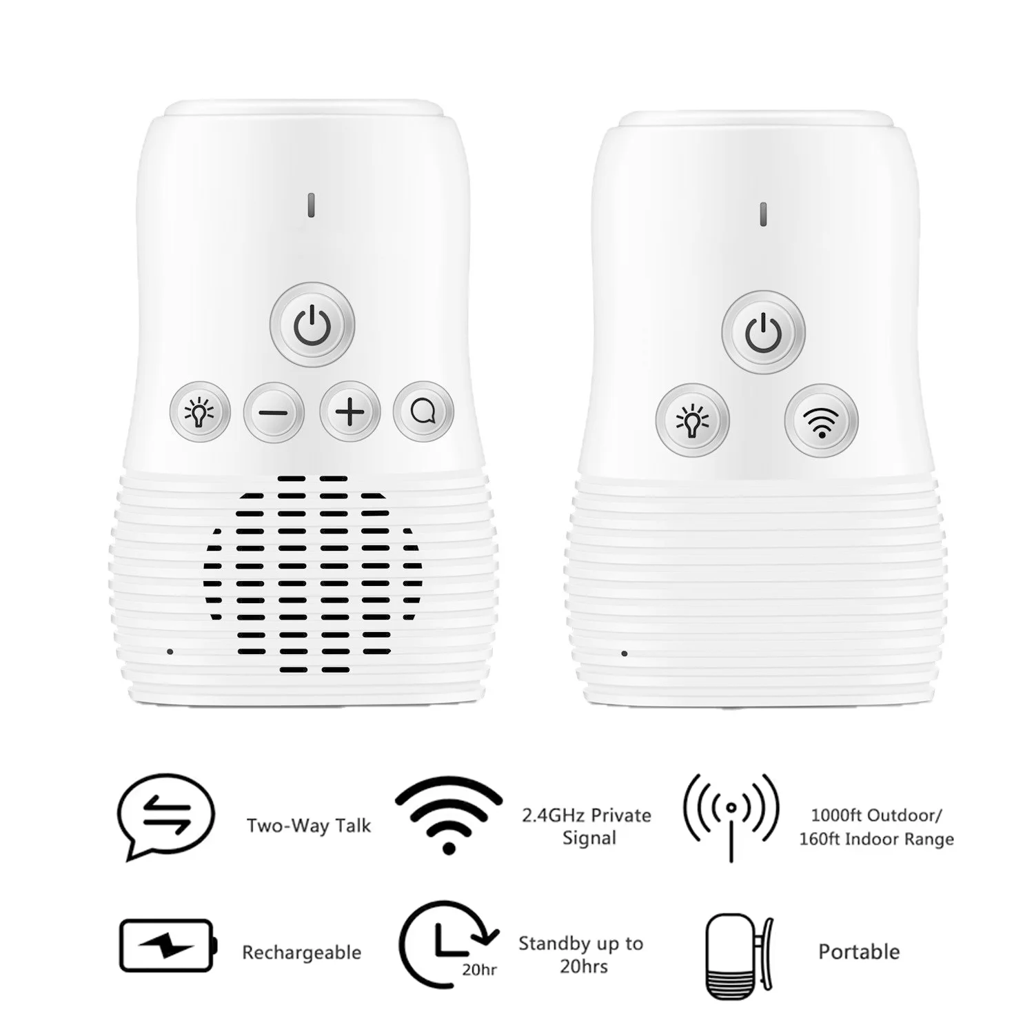 Intelligent Wireless Baby Monitor Two-way Voice Child Caregiver Bidirectional Audio Intercom Built-in Battery Night Light