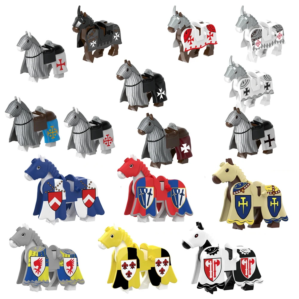 Military Building Blocks Solider Figures Mount War Horse Saddle Reins Children Christmas Gifts Toys Animal Accessories Equipment