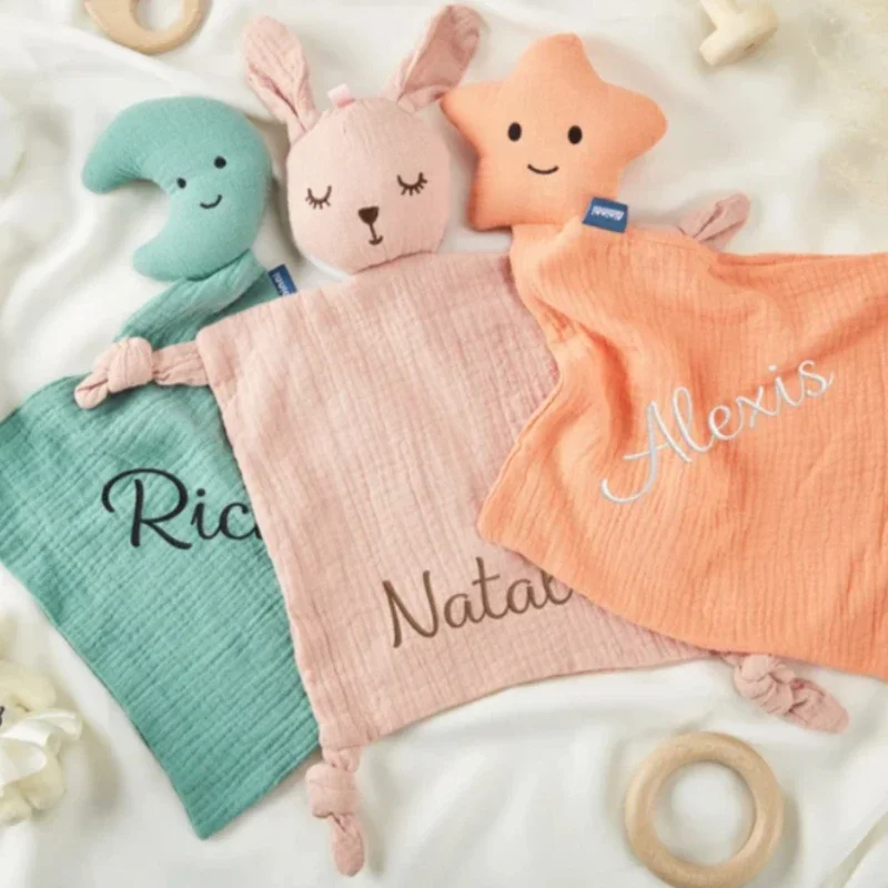 Personalized Embroidered Baby Nursing Bib Soother Appease Towel Sleeping  Comforter Security Blanket Newborn Girls Boys Gifts