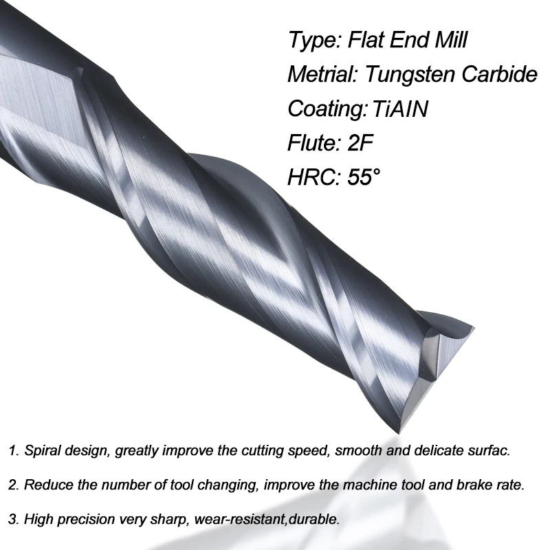 1-18mm Fräsen Cutter 2 Flöte HRC 45 Wolfram Hartmetall-schaftfräser CNC Router Bit Maschine Fräsen Werkzeuge CNC Fräsen Bit