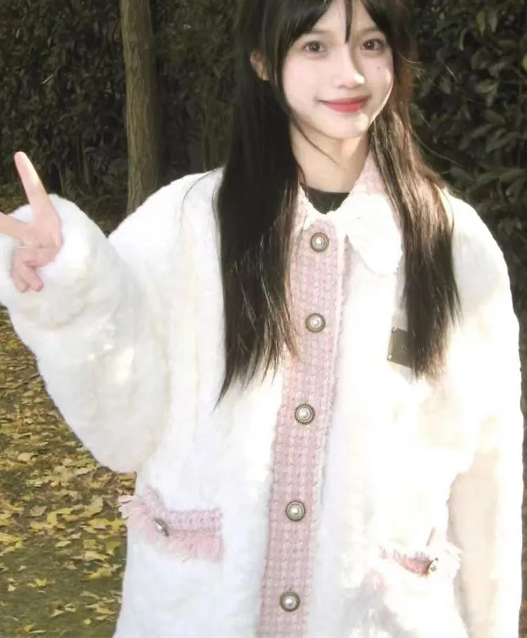 

Tweed Jacket Vintage Fashion Suit Outwear Woman Womens Autumn Upgraded Exquisite Cuffed Elegant Casual Buttoned Aesthetic Gentle