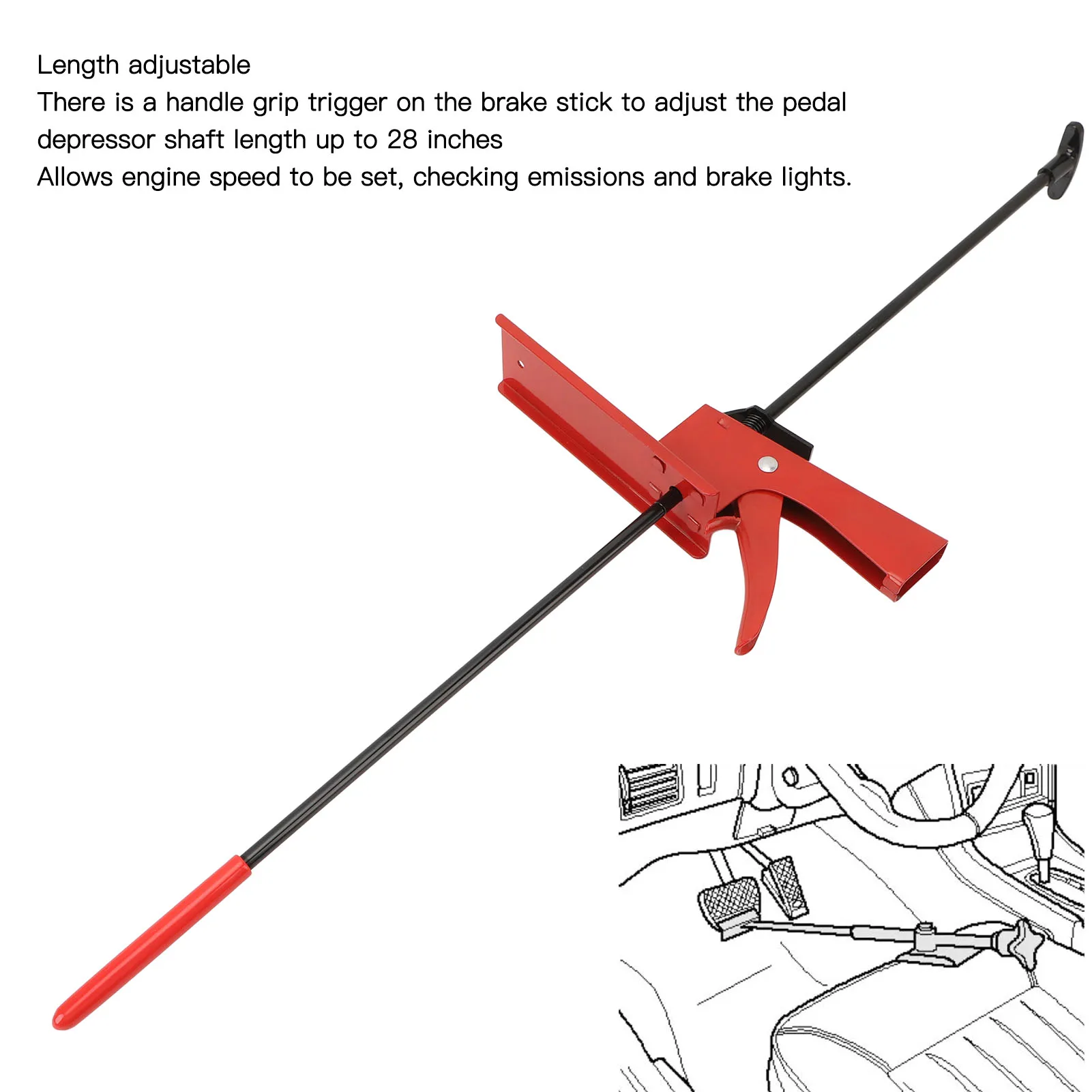 28 Inch Adjustable Pedal Depressor Convenient Brake Lights Checking Anti Slip Brake Pedal Depressor for Car Accelerator Pedal