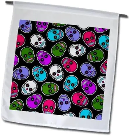 3dRose Janna Salak Designs Christmas - Sugar Skull Print Fresh Colors - 12 x 18 inch Garden Flag (fl_165900_1)