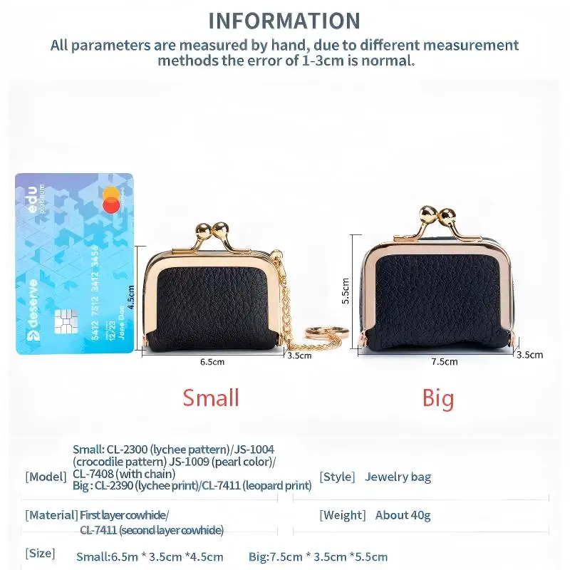 Purcoral 2026 New Leather Compact Mouth Gold Bag Diamond Ring  Bag Mini ring Necklace Earring Jewelry Box Coin and Coin Wallet