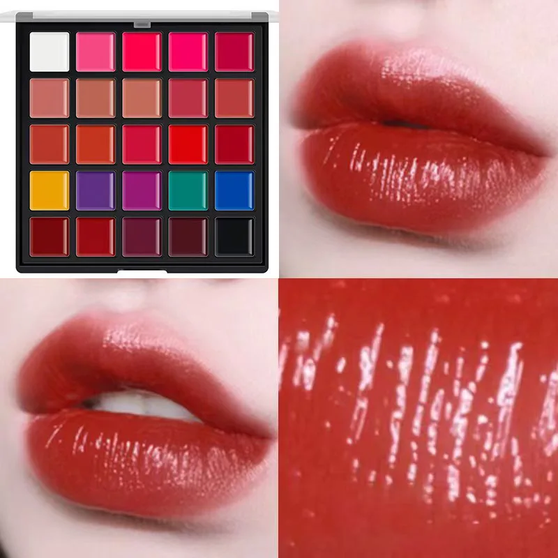 Paleta de lápices labiales profesionales de 25 colores, humectante mate para pigmento rojo rosa no pegajoso, lápiz labial resistente al agua de larga duración