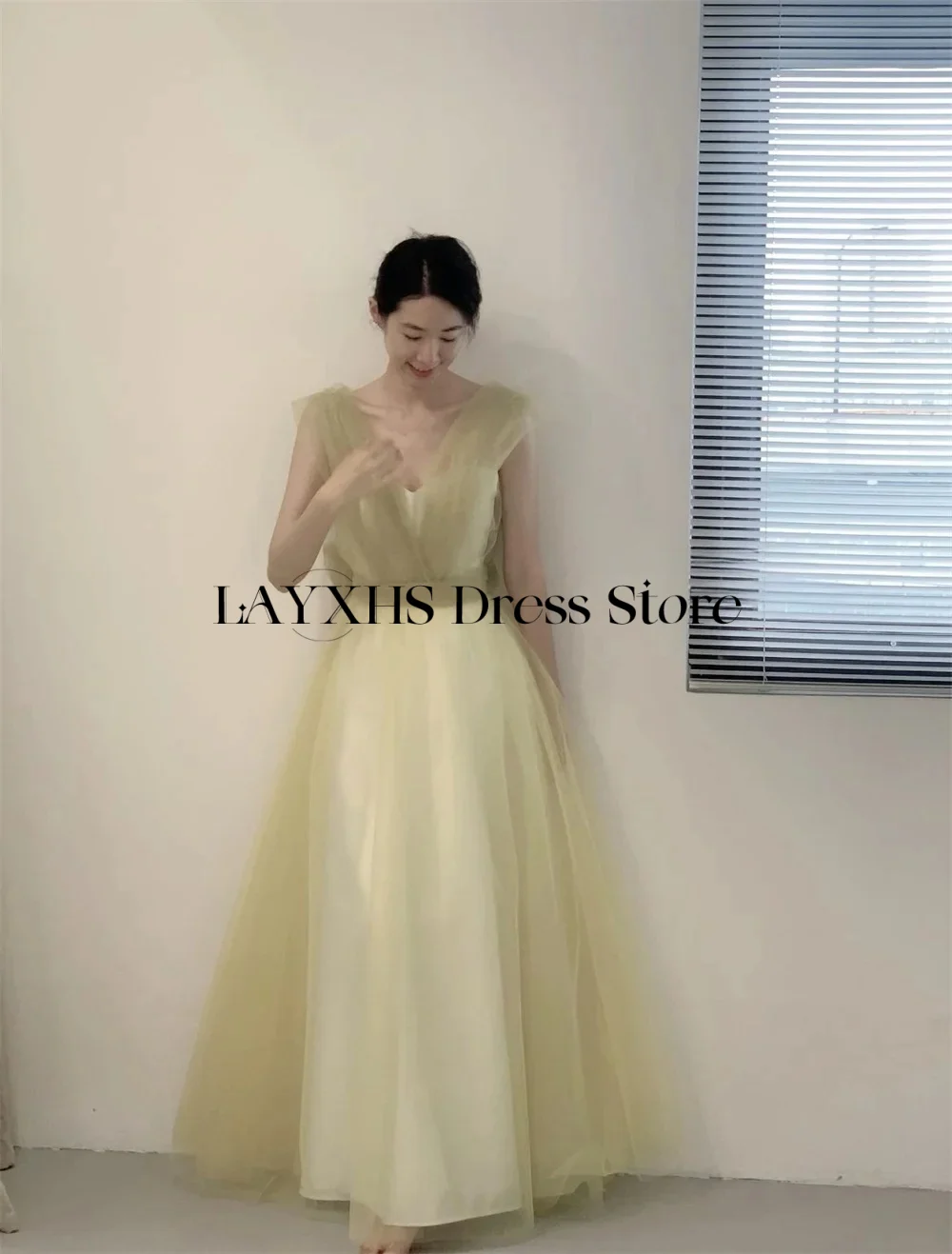 Vestidos de Noche de princesa con cuello en V de hadas, línea A, color verde claro, boda, sesión de fotos de Corea, vestido de fiesta, chal de cintura desmontable personalizado