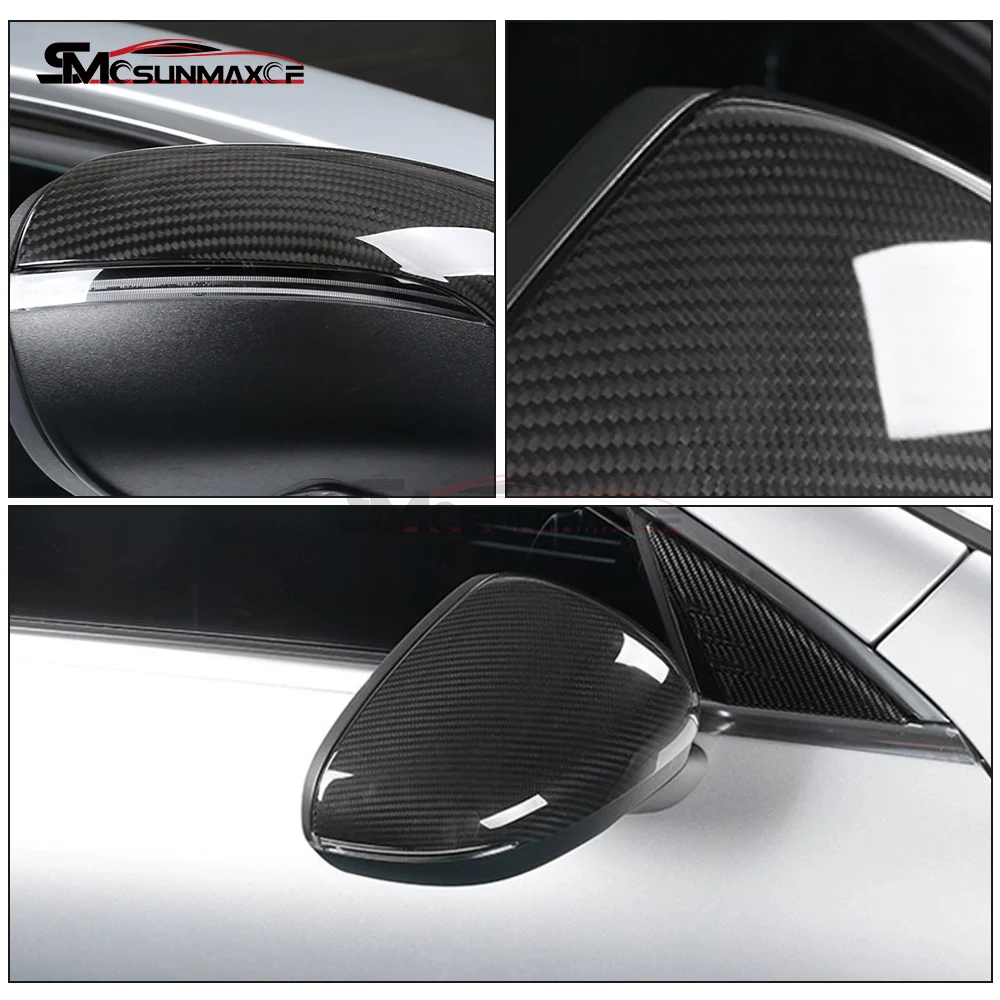 LHD Real Carbon Fiber Car Side Mirror Cover Rearview Mirror Caps For Mercedes Benz A CLA W177 V177 C118 A35 A45 CLA200 2020-2023 view 6