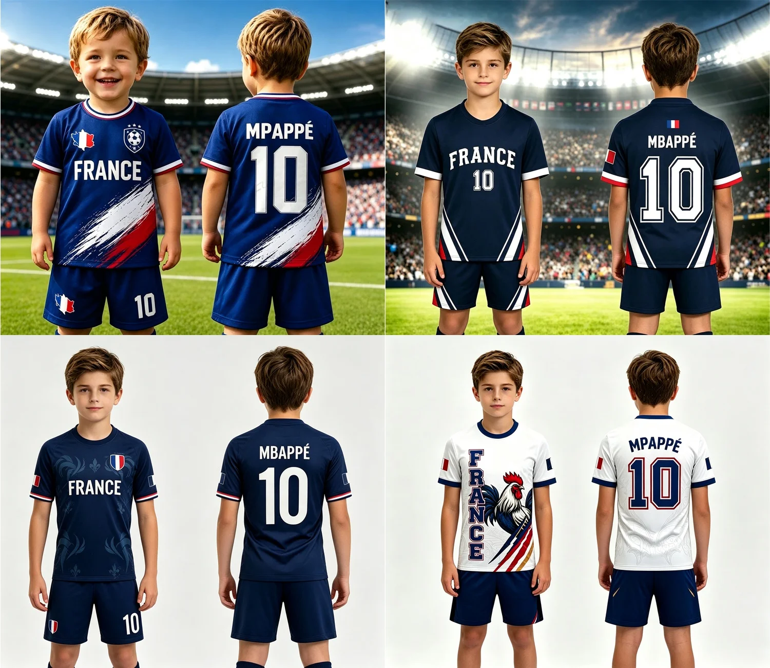 Hotsale NO.10 Mbappé Football Jersey Tee & Shorts Set Single Top Available France Flag Fans 2‑Piece Summer Beach Kids clothes