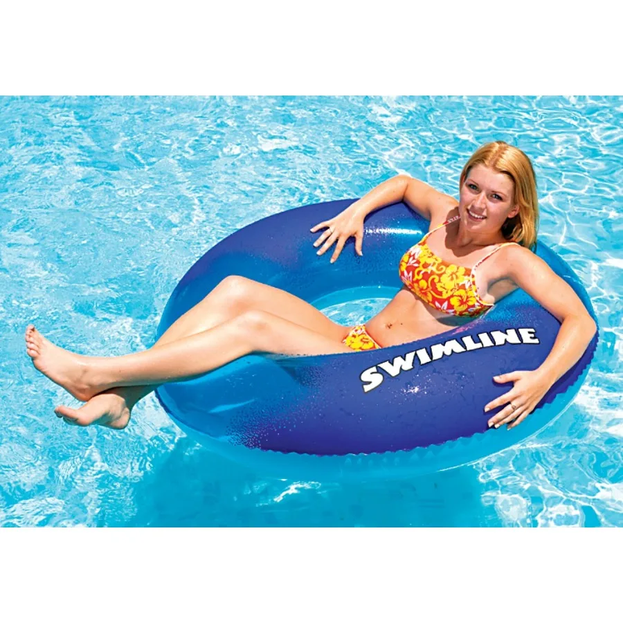 

Swimline 48" Transparent Super Graphic Inflatable 1-Person Swimming Pool Lounging Ring Seat - Blue