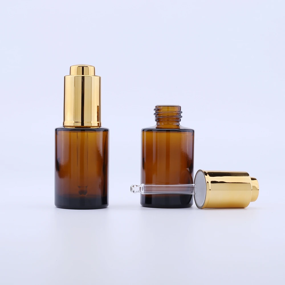 100 unids/lote 30Ml Botella cuentagotas de Vidrio grueso Botella Cristal Envase de embalaje cosmético vacío viales botellas de aceite esencial