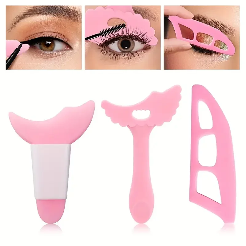 Plantillas de silicona para maquillaje de ojos, puntas de ala, dibujo de Marscara, lápiz labial, ayuda para usar, aplicador de máscara de crema facial, herramienta de maquillaje de belleza, 3 uds.