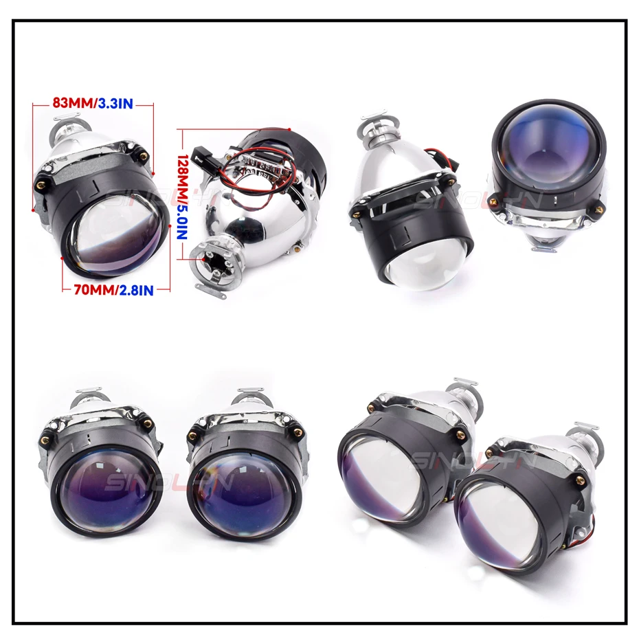 Sinolyn 2.5 Inch Bi Xenon Blue HD Projector Lenses For H7 H4 Headlights Auto H1 HID Headlamps Car Accessories Motorcycles Tuning