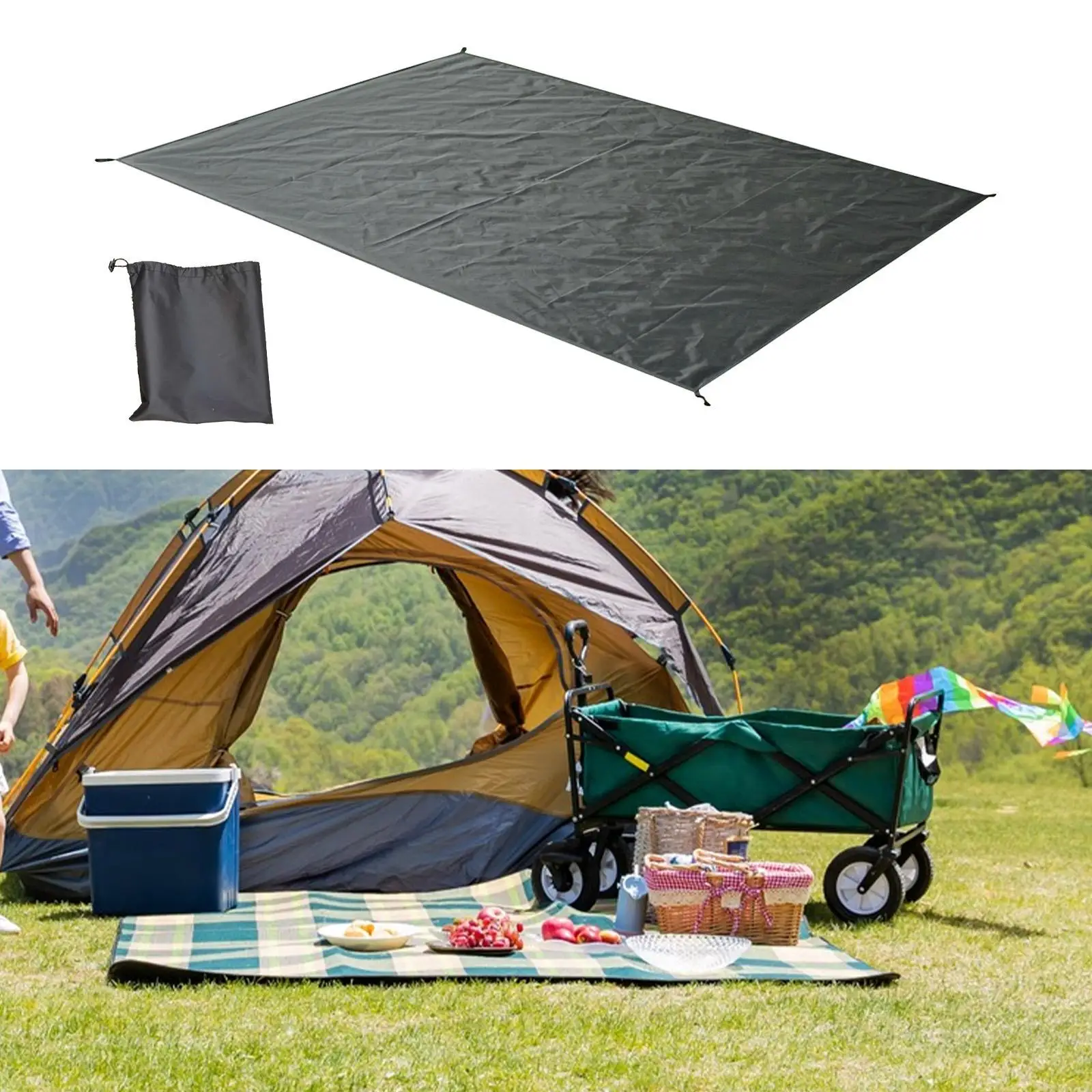 Tente de Camping Légère et Imperméable avec Empreintes de Pieds, Feuille de Sol en Polymère pour la Pêche, le Trekking et le Sac à Dos