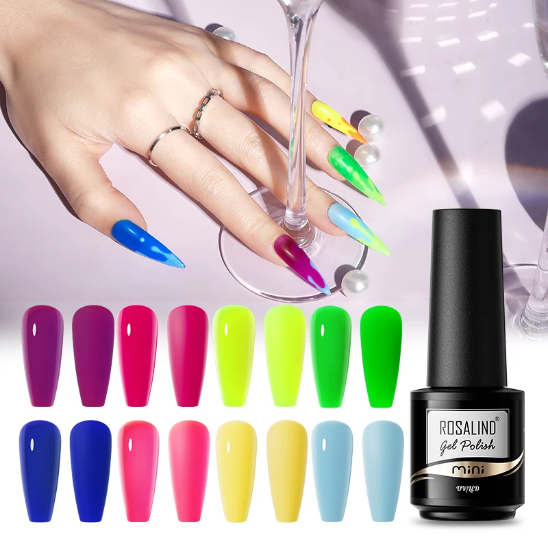 

ROSALIND 5ML Nail Gel UV/LED Lamp Beauty Nail Polish Hybrid Varnishes Semi Permanent Base Top Coat Colorful Shiny Nail Art