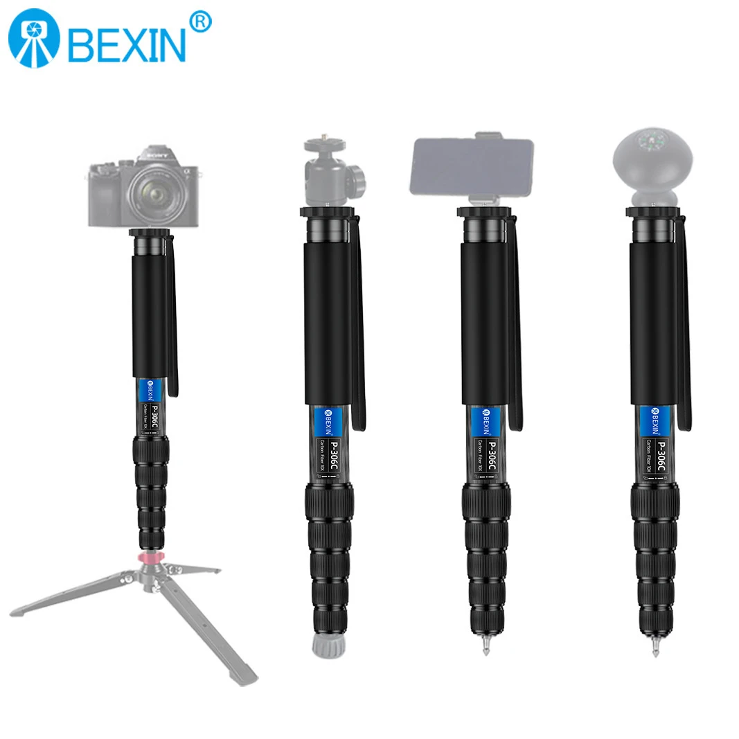 BEXIN P306C Professional Carbon Fiber Monopod Lightweight Portable Outdoor Travel Tripod Monopod Bracket for Digital SLR Camera