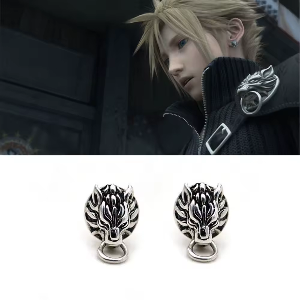 New Simple Street Niche Trend Popular Game Final Fantasy Cloud Strife Wolf Earrings Anime Surrounding Men and Women Gift Jewelry