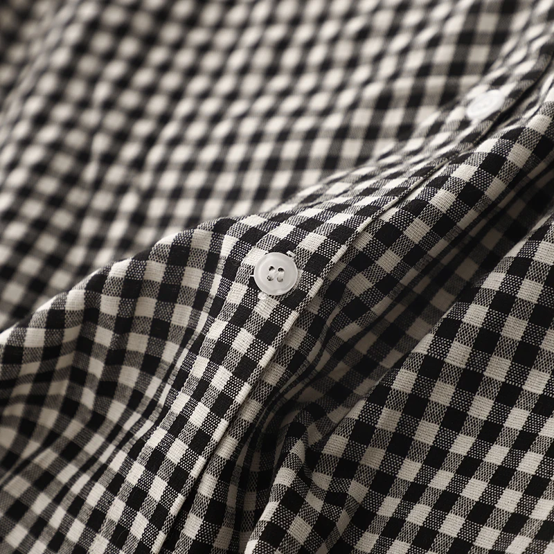 วินเทจลายสก๊อตแขนสั้นเสื้อชุดสตรีฤดูร้อนสไตล์วิทยาลัยหลวมชุดยาวลําลองStreetwear