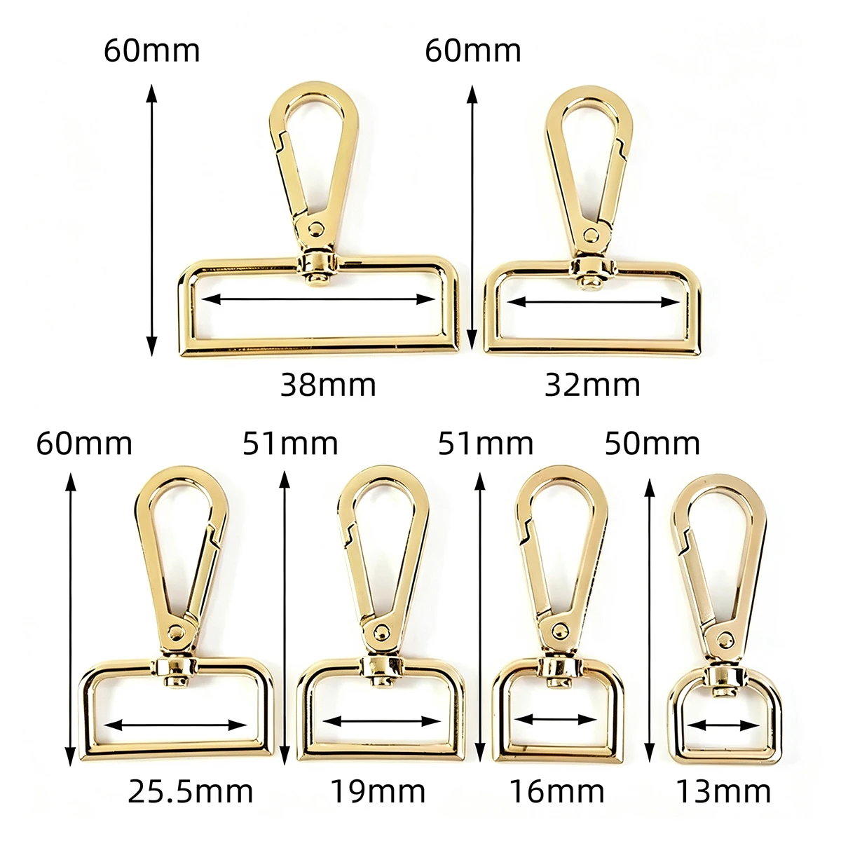 4Pcs/Set Swivel Lobster Clasp with Rectangle D Ring, Metal Trigger Snap Hook for Bag Strap Purse Hardware DIY Craft Accessories