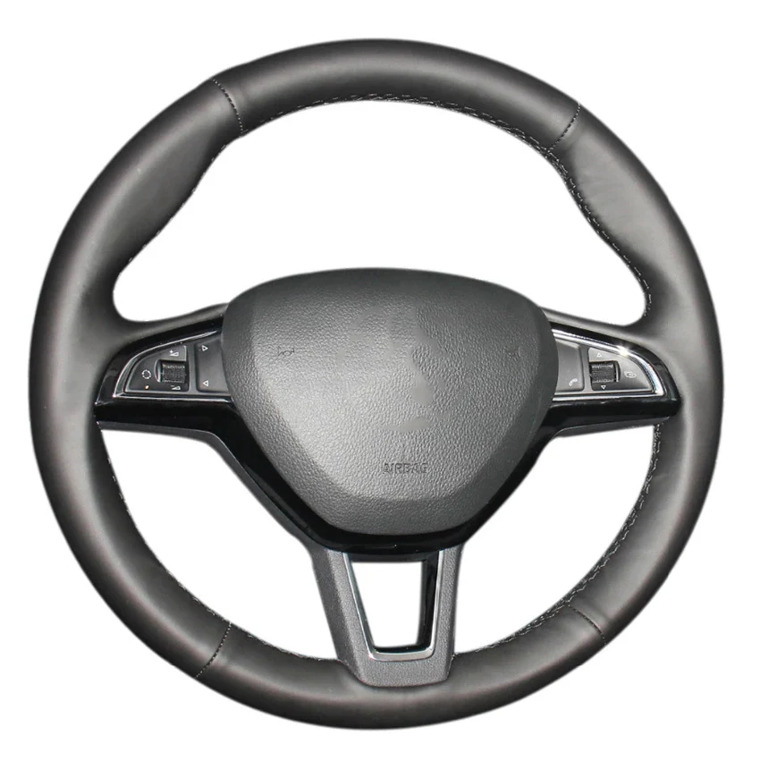 

Black Faux Leather Car Steering Wheel Cover for Skoda Citigo Yeti Kodiaq Fabia Karoq Roomster Rapid Octavia Superb 2012-2019