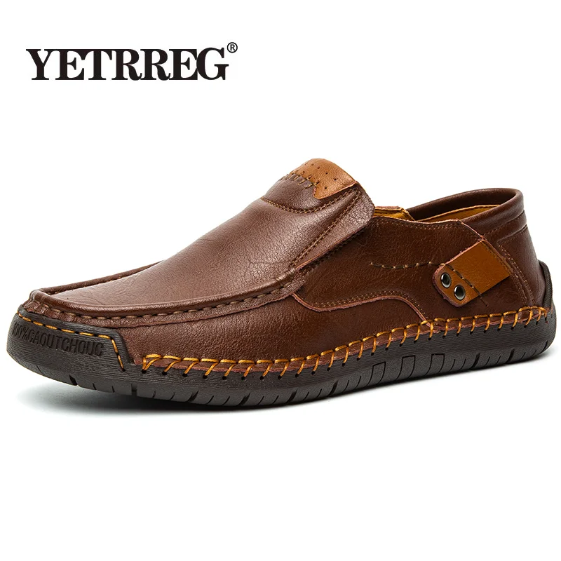 Nieuwe lederen heren casual schoenen handgemaakte herenstijl schoenen comfortabele herenmocassins ademende heren loafers sneakers