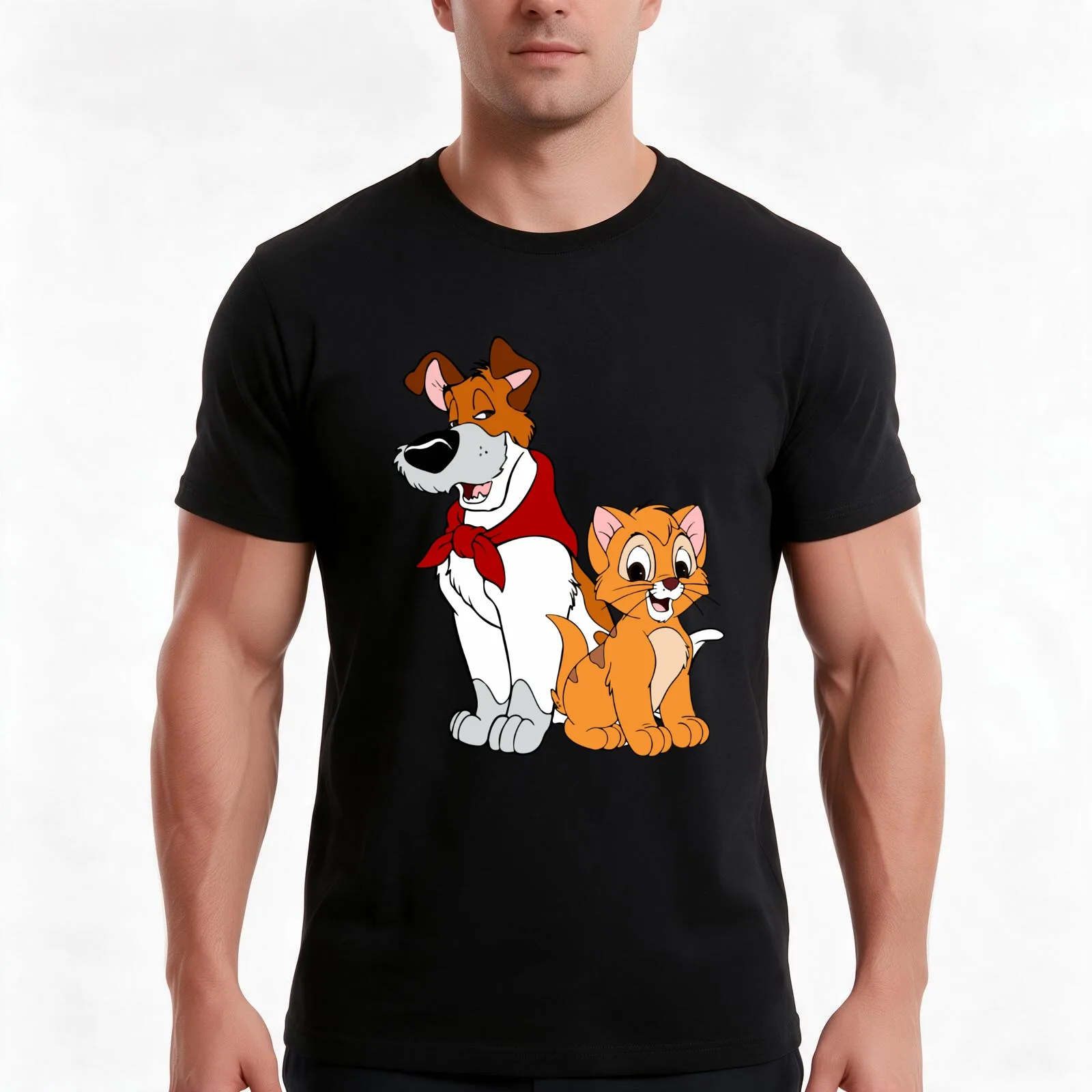 Oliver and Dodger T-Shirt Summer Casual Cotton Tee Oversized Streetwear Tops Vintage Graphic Print Loose Fit Short Sleeve