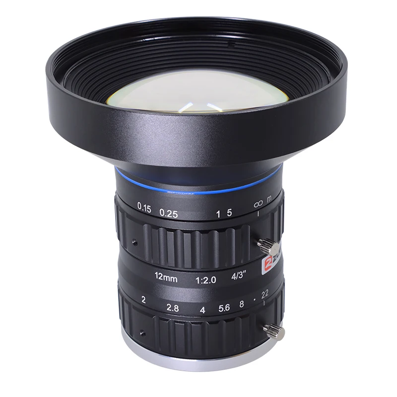 Объектив камеры ZLKC 4/3 дюйма, оптический объектив 12 мм, большой размер датчика, C-крепление, 12 МП, высокое разрешение, F2.0, ручная диафрагма для промышленных камер