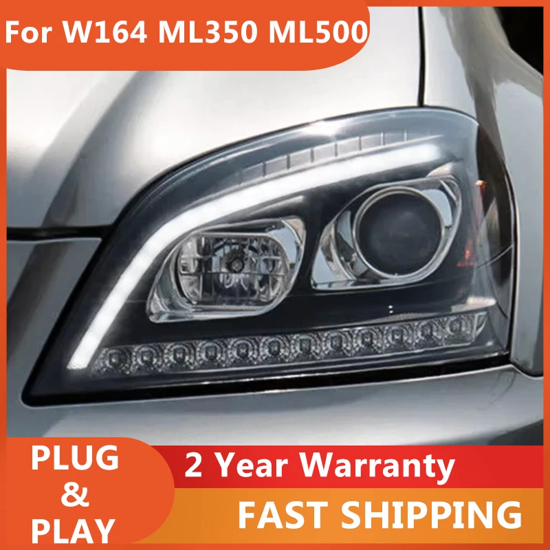 Car Accessories for Mercedes W164 Headlamp 2009-2012 ML350 Head Light DRL Turn Signal Low High Beam Projector Lens